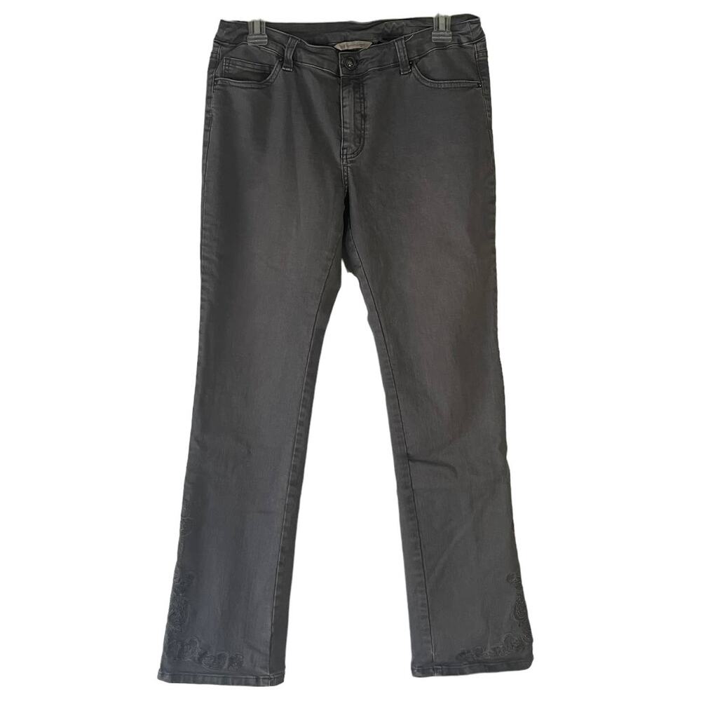 Soft Surroundings Women's Size 4 Grey Mid Rise Straight Jeans
